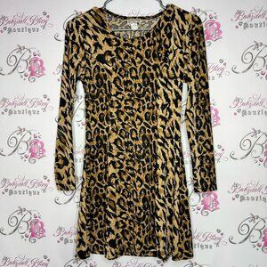 divine USA dress cheetah print animal print long sleeve flowy bottom stretchy